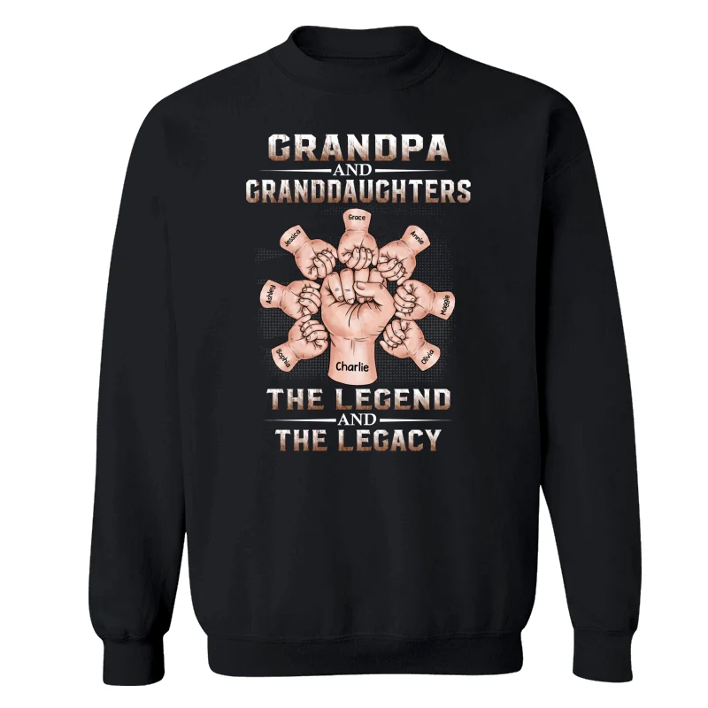 Grandpa Dad And Kids Fist Bump Hands The Legend And The Legacy Personalized Shirt - Image 14