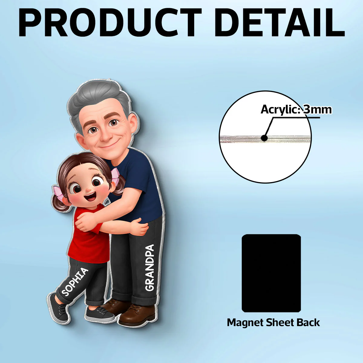 Grandpa Dad Hugging Kids Grandkids - Personalized Acrylic Fridge Magnet - Father's Day Gift For Grandpa, Dad - Image 8