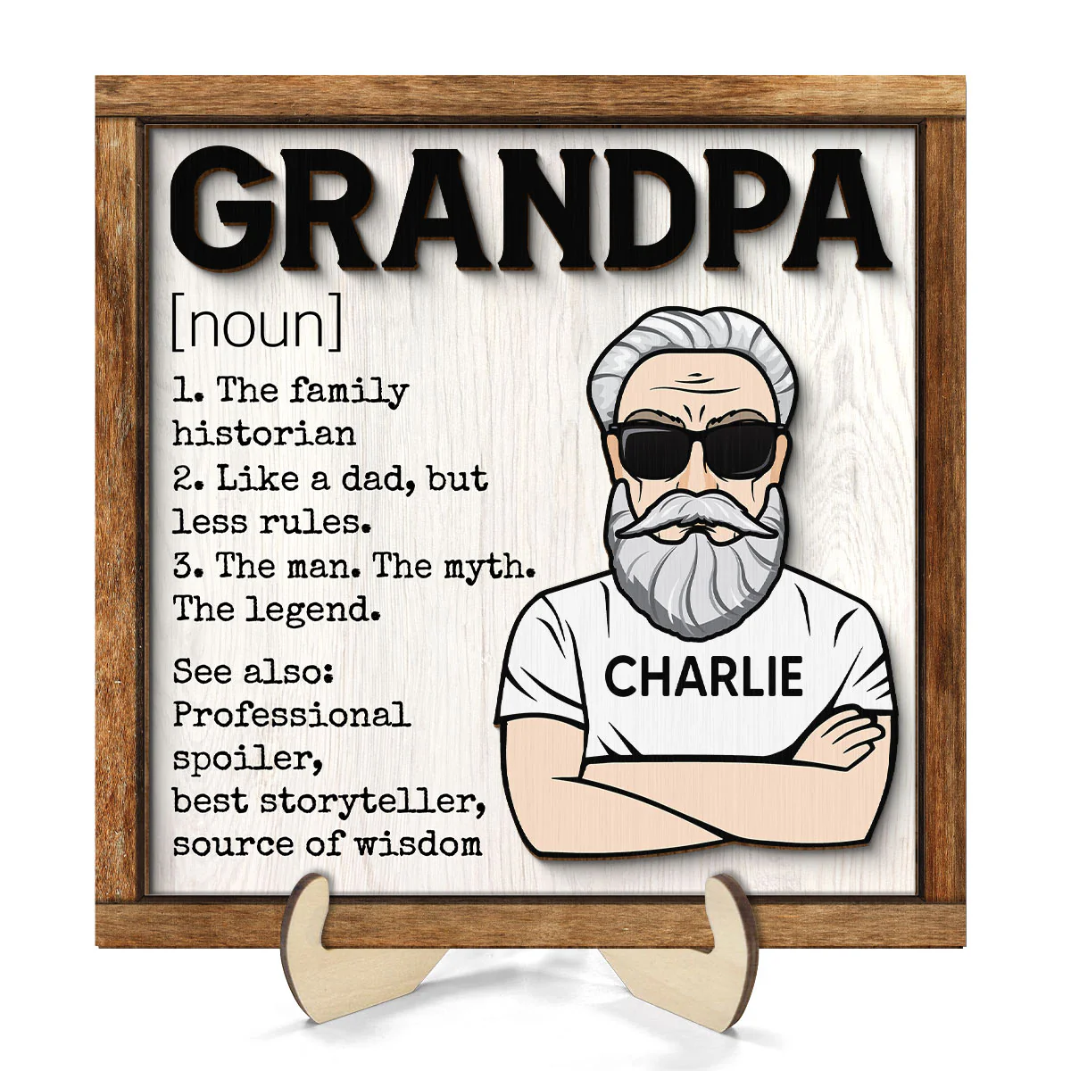 Grandpa Definition Personalized 2-Layer Wooden Plaque