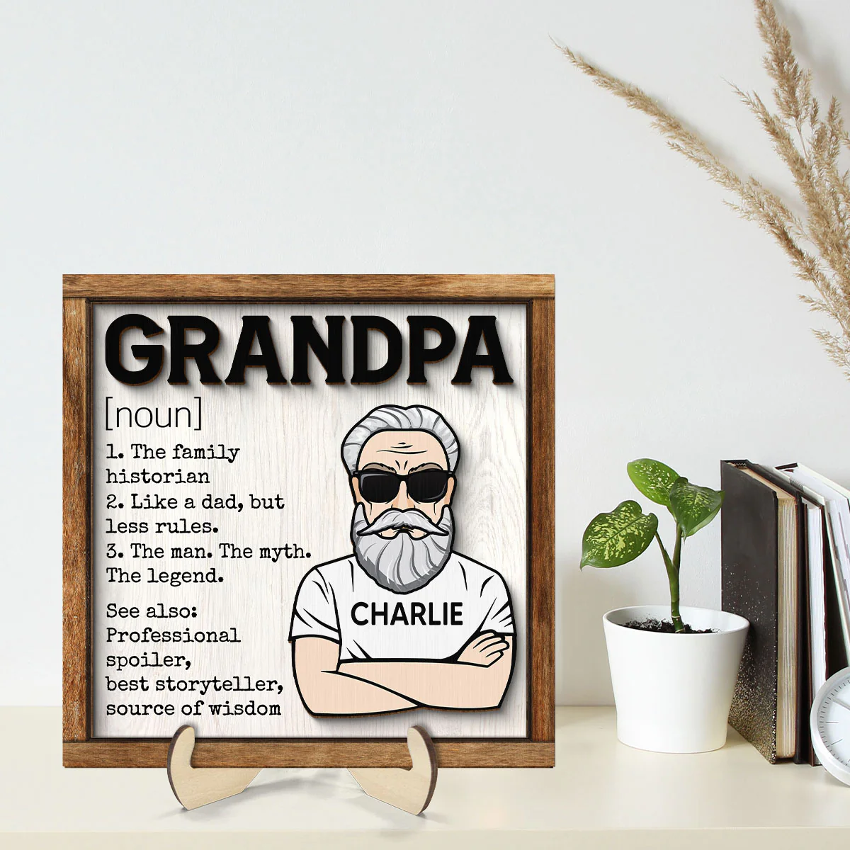 Grandpa Definition Personalized 2-Layer Wooden Plaque - Image 2