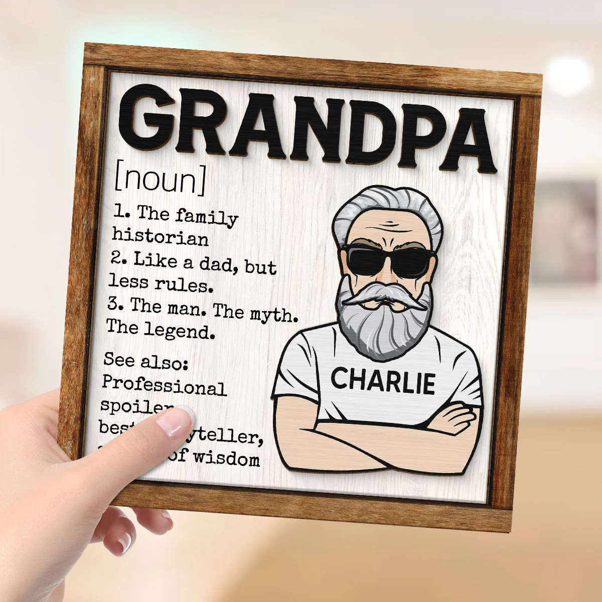 Grandpa Definition Personalized 2-Layer Wooden Plaque - Image 4