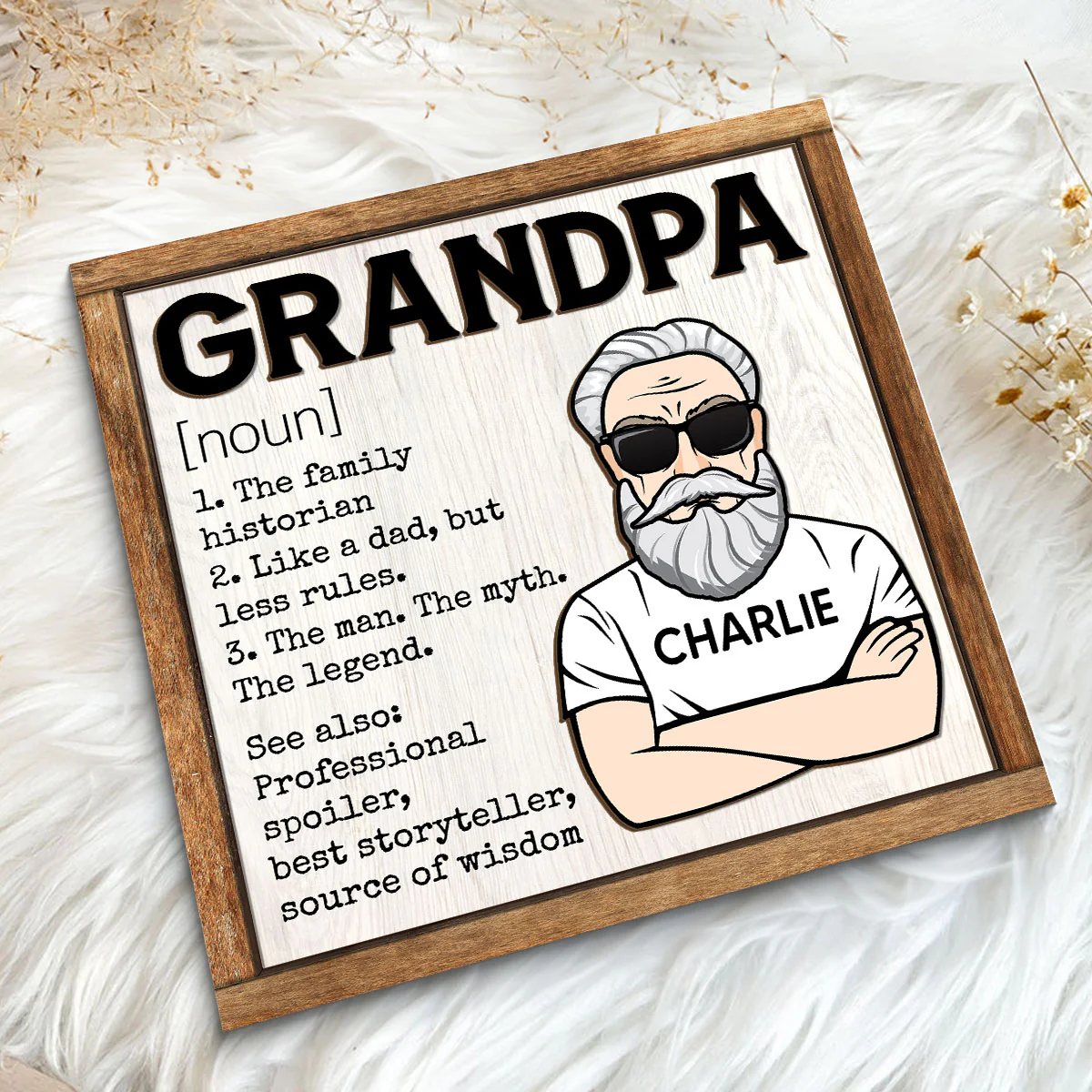 Grandpa Definition Personalized 2-Layer Wooden Plaque - Image 5
