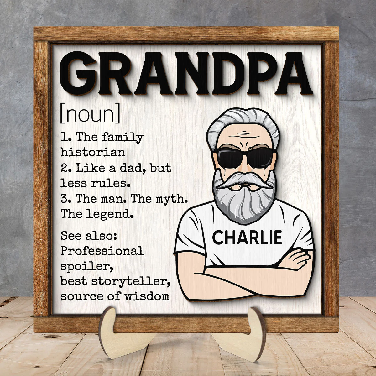 Grandpa Definition Personalized 2-Layer Wooden Plaque - Image 6