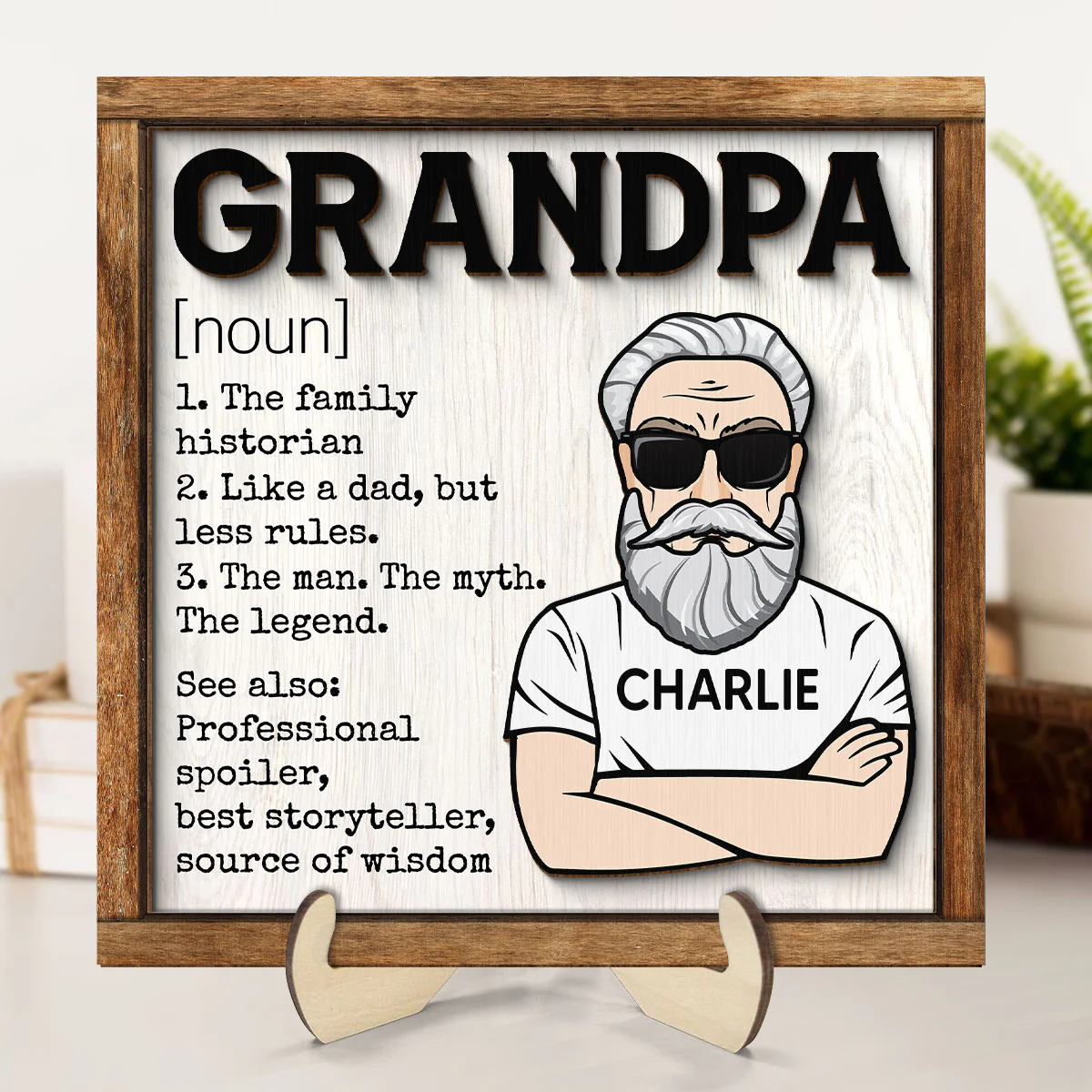 Grandpa Definition Personalized 2-Layer Wooden Plaque - Image 7
