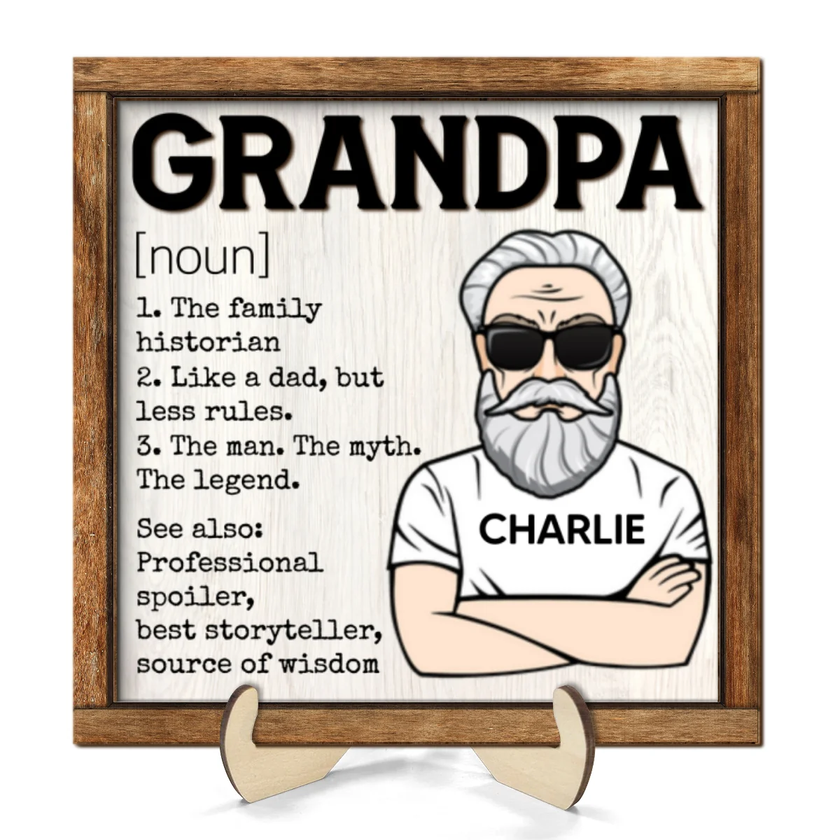 Grandpa Definition Personalized 2-Layer Wooden Plaque - Image 9