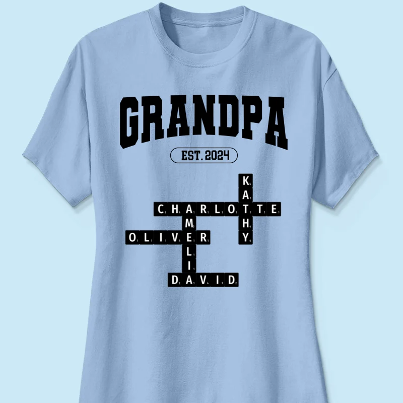 Grandpa Est Date Grandkids Names Crossword Puzzle Personalized Shirt - Image 12