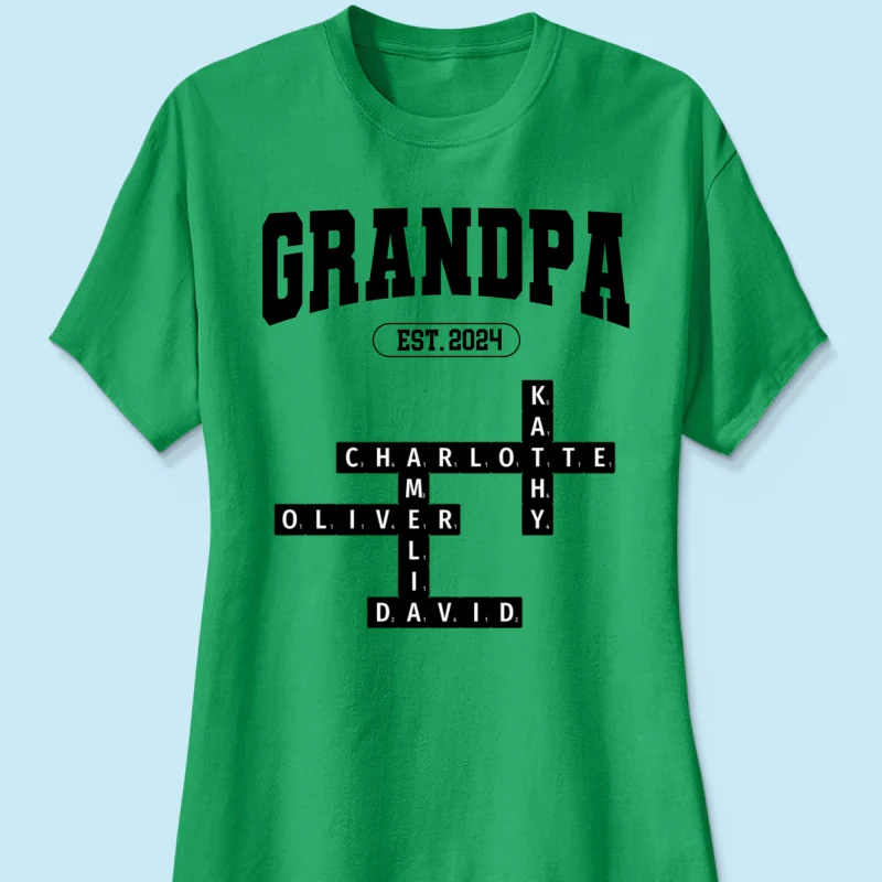 Grandpa Est Date Grandkids Names Crossword Puzzle Personalized Shirt - Image 13