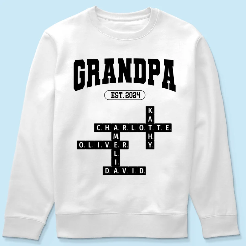 Grandpa Est Date Grandkids Names Crossword Puzzle Personalized Shirt - Image 14