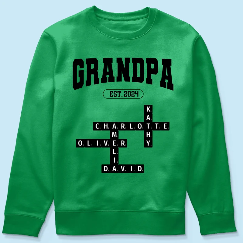 Grandpa Est Date Grandkids Names Crossword Puzzle Personalized Shirt - Image 16