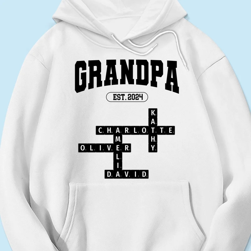 Grandpa Est Date Grandkids Names Crossword Puzzle Personalized Shirt - Image 17