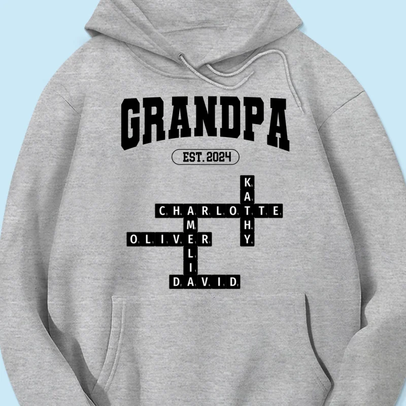 Grandpa Est Date Grandkids Names Crossword Puzzle Personalized Shirt - Image 18