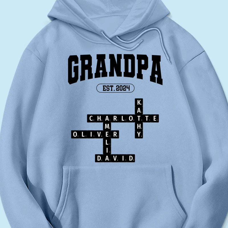 Grandpa Est Date Grandkids Names Crossword Puzzle Personalized Shirt - Image 19