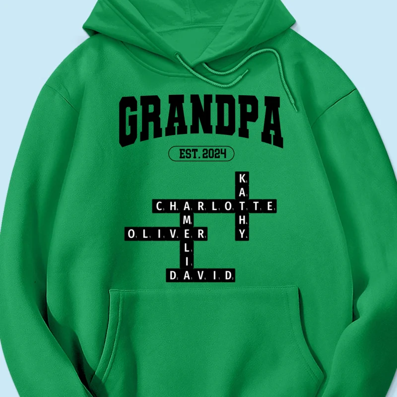 Grandpa Est Date Grandkids Names Crossword Puzzle Personalized Shirt - Image 20