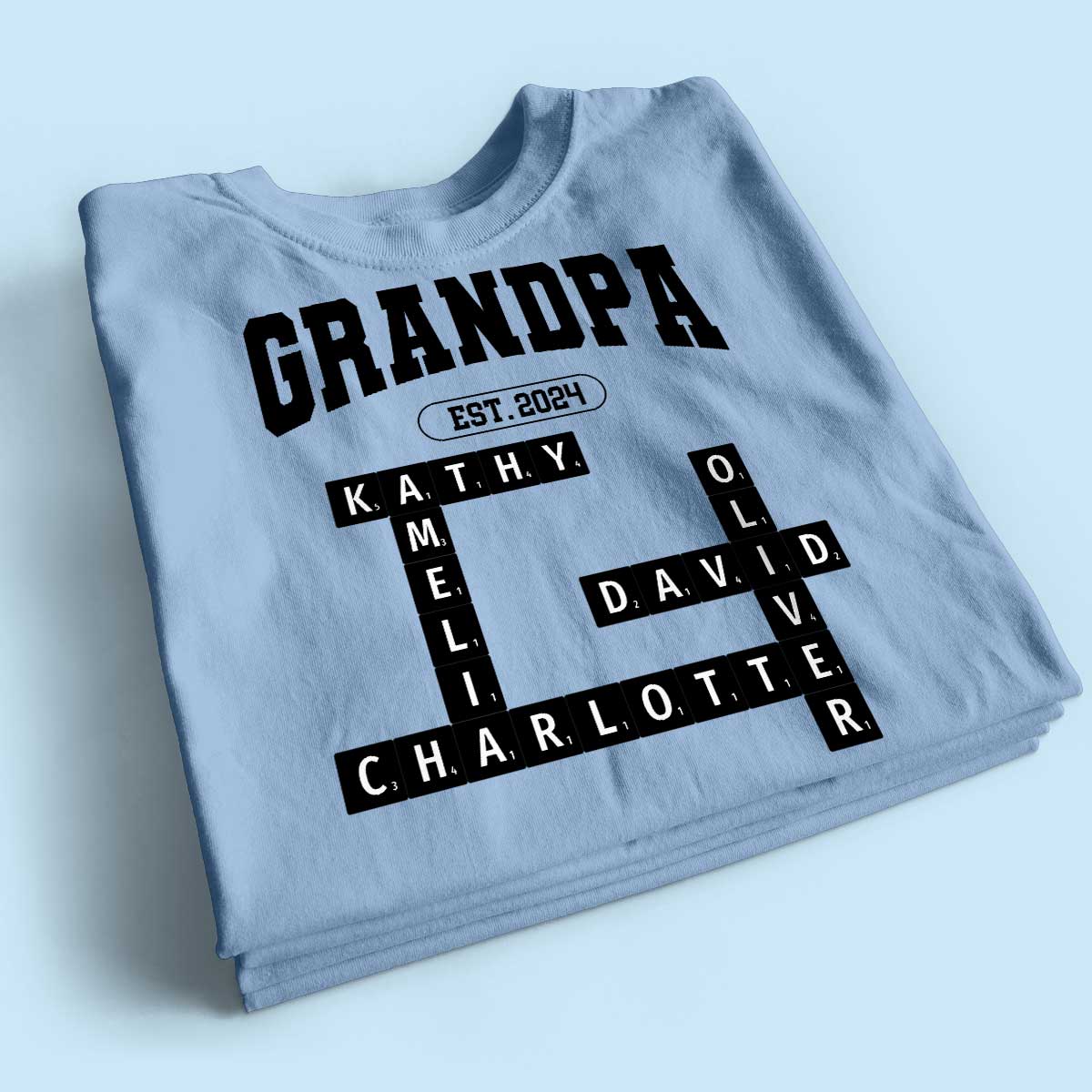 Grandpa Est Date Grandkids Names Crossword Puzzle Personalized Shirt - Image 3