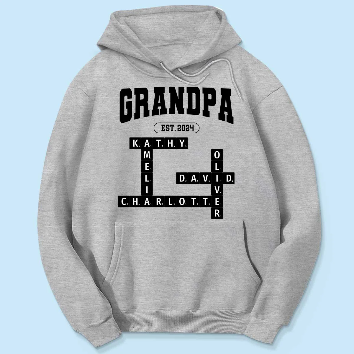 Grandpa Est Date Grandkids Names Crossword Puzzle Personalized Shirt - Image 4