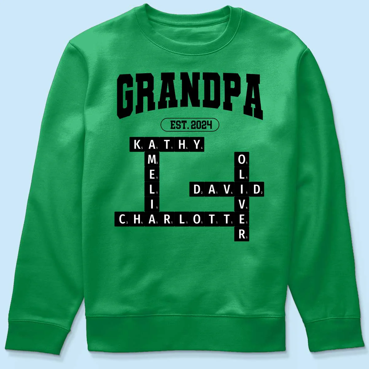 Grandpa Est Date Grandkids Names Crossword Puzzle Personalized Shirt - Image 5
