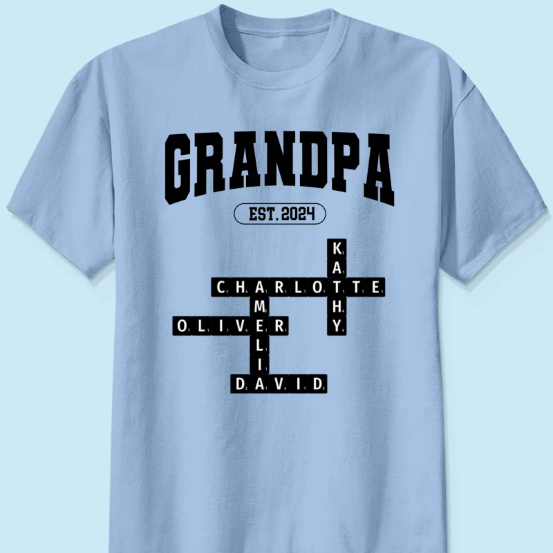 Grandpa Est Date Grandkids Names Crossword Puzzle Personalized Shirt - Image 8