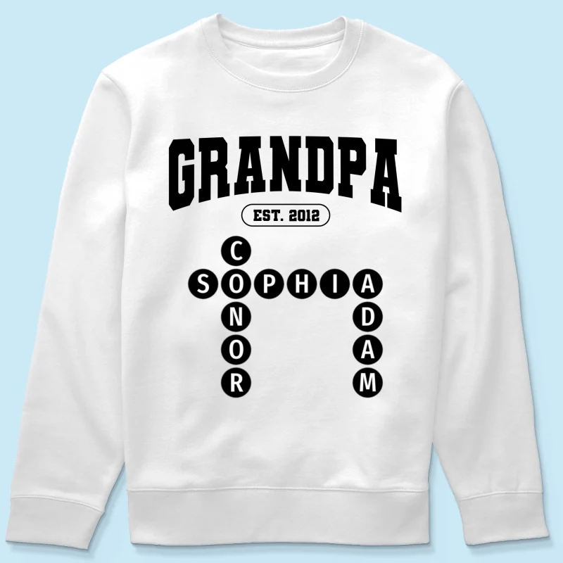 Grandpa Est Unique Grandkids Names in Crossword Puzzle Personalized Shirt - Image 15