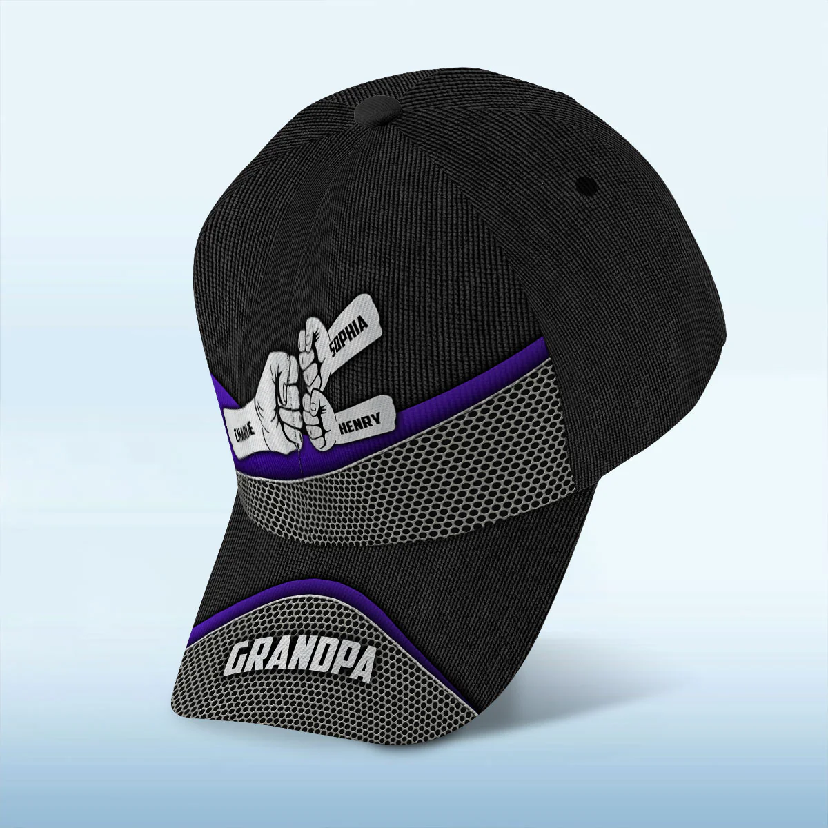 Grandpa Fist Bump Metal Printed Personalized Classic Cap, Father's Day Gift For Grandpa, Gift For Dad - Image 4