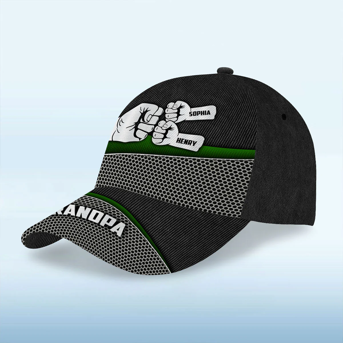 Grandpa Fist Bump Metal Printed Personalized Classic Cap, Father's Day Gift For Grandpa, Gift For Dad - Image 5