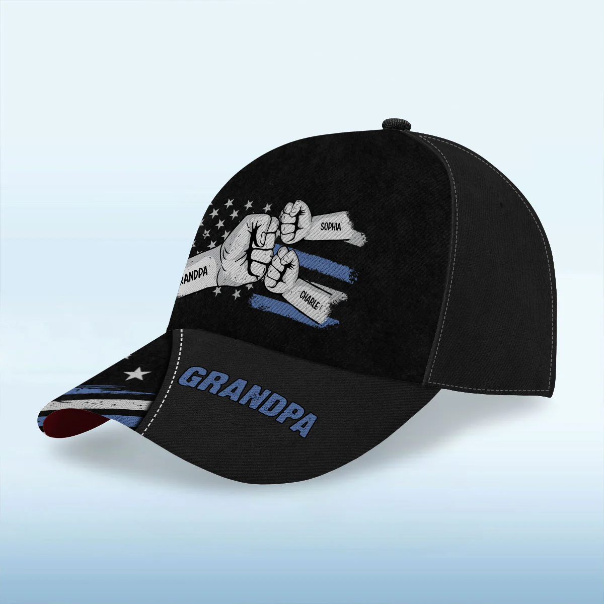 Dad Grandpa Fist Bump Nation Flag Personalized Classic Cap, Gift For Dad, For Grandpa, For Husband - Image 4
