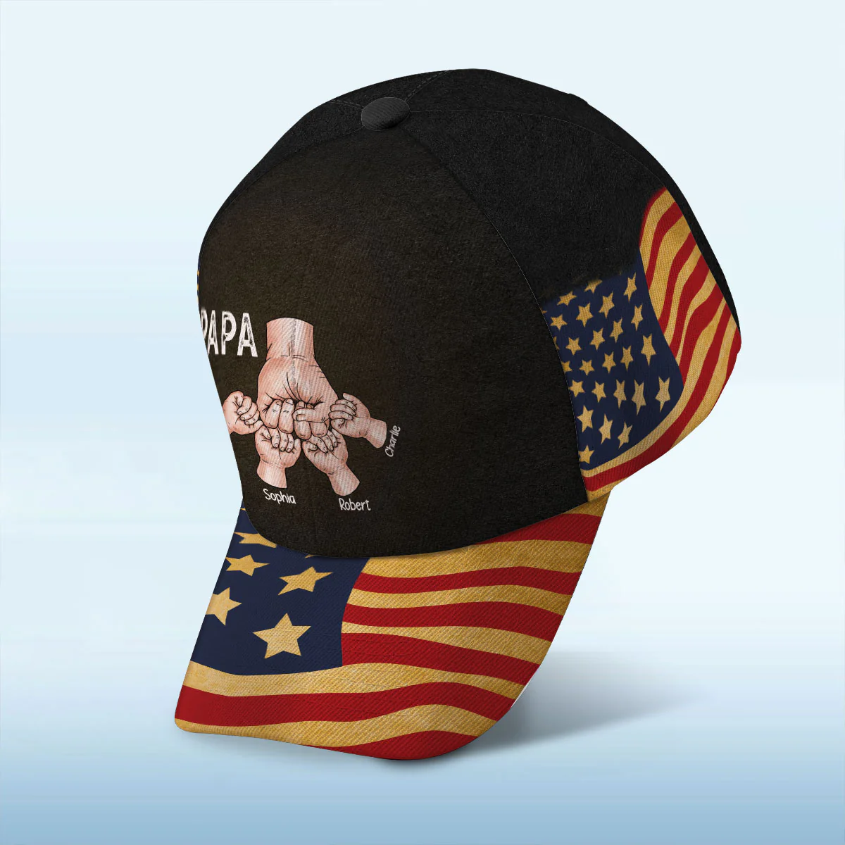 Grandpa Fist Bump Nation Flag Personalized Classic Cap, Father's Day Gift For Grandpa - Image 3