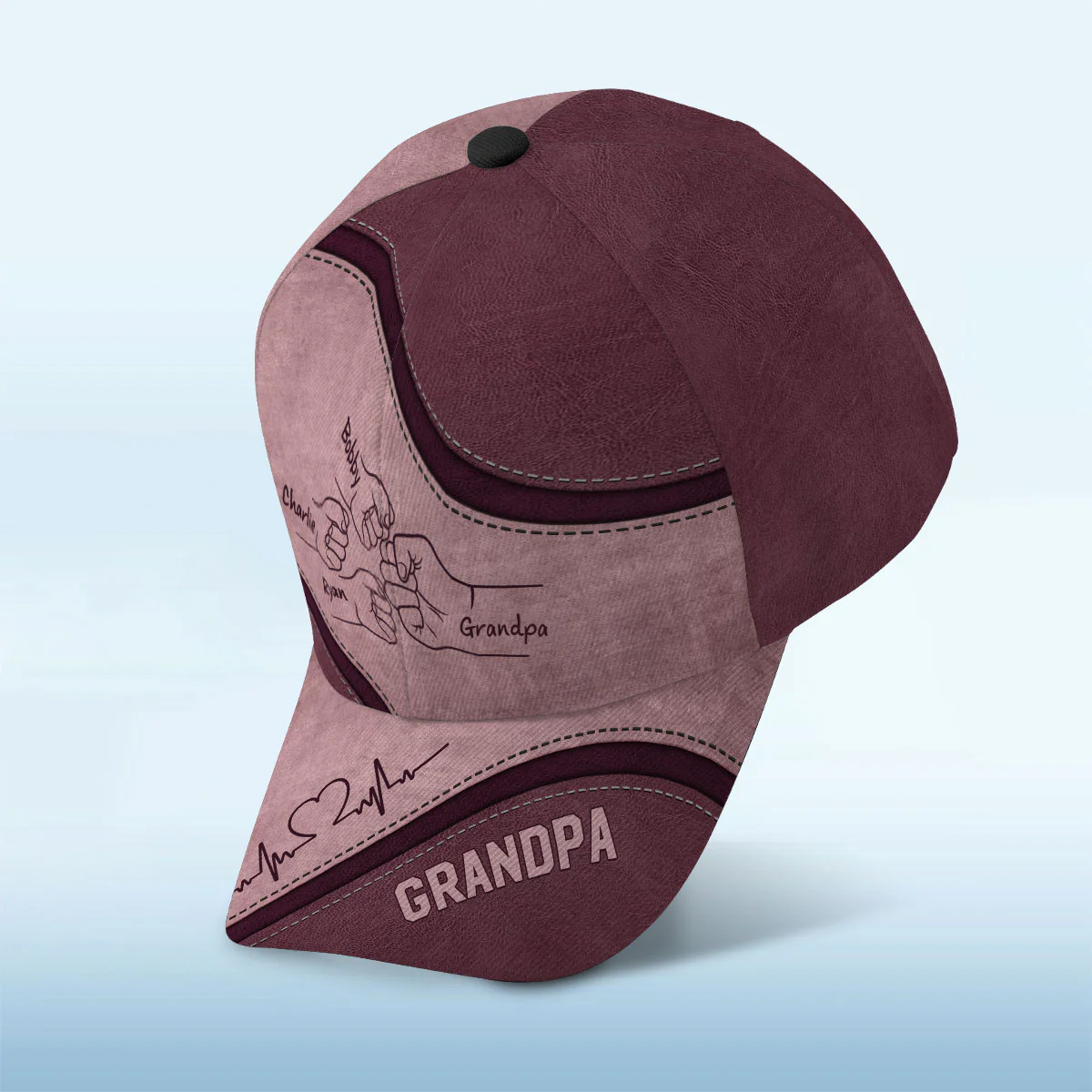 Grandpa's Team Fist Bump Personalized Classic Cap, Anniversary Gift For Grandpa, For Husband - Image 8