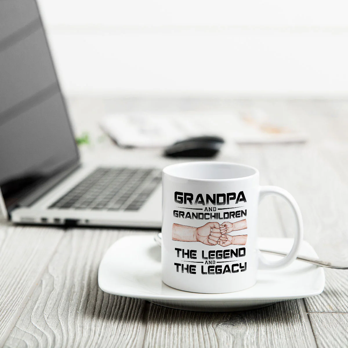 Grandpa Grandson Granddaughter, The Legend And The Legacy, Personalized Mug - Image 4