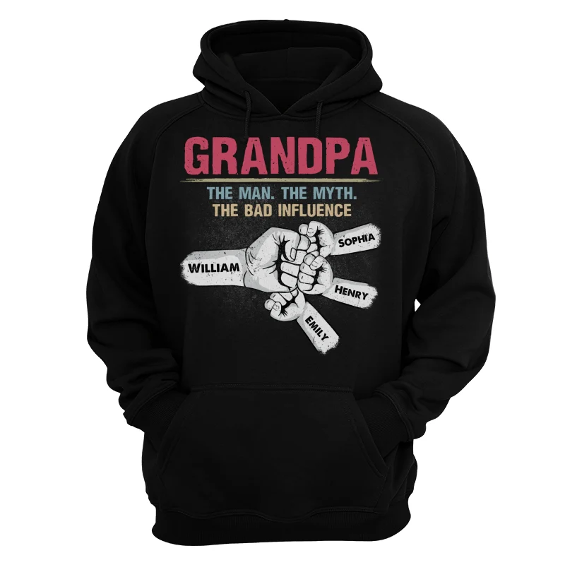 Grandpa Papa The Man The Myth The Bad Influence Fist Bump Personalized Shirt - Image 12