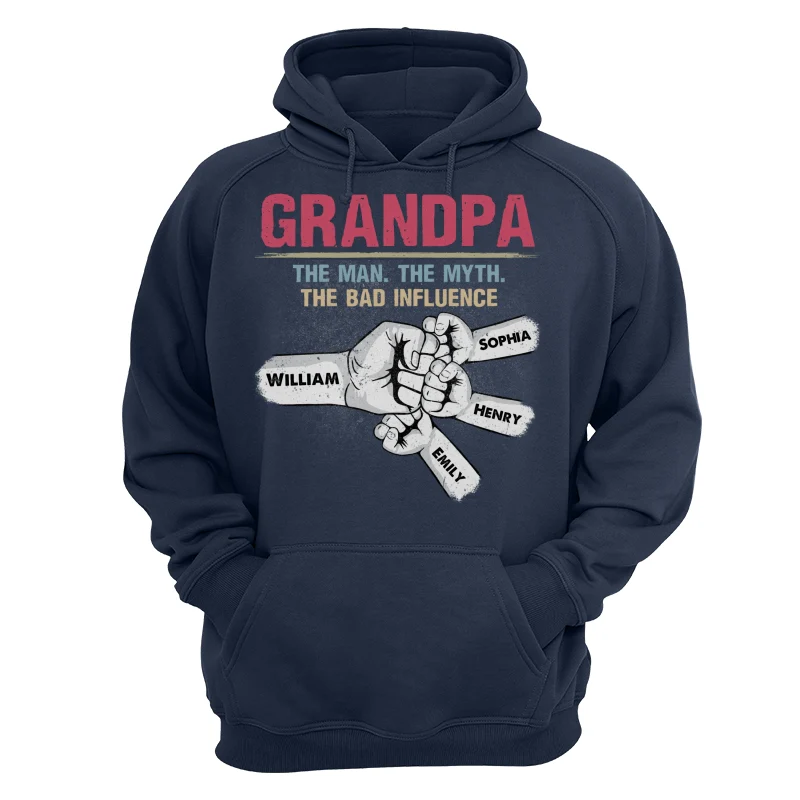 Grandpa Papa The Man The Myth The Bad Influence Fist Bump Personalized Shirt - Image 13