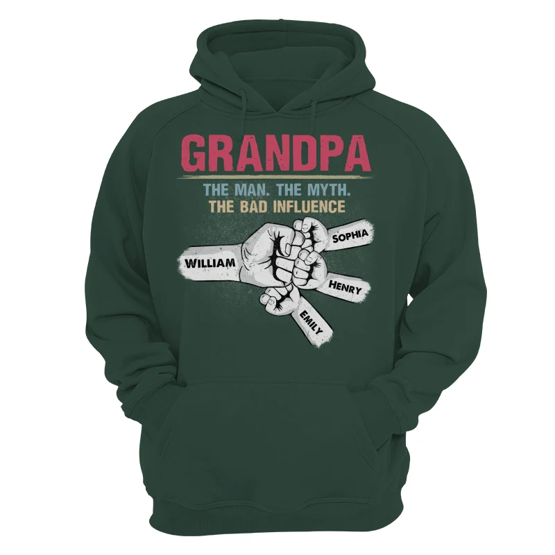 Grandpa Papa The Man The Myth The Bad Influence Fist Bump Personalized Shirt - Image 14