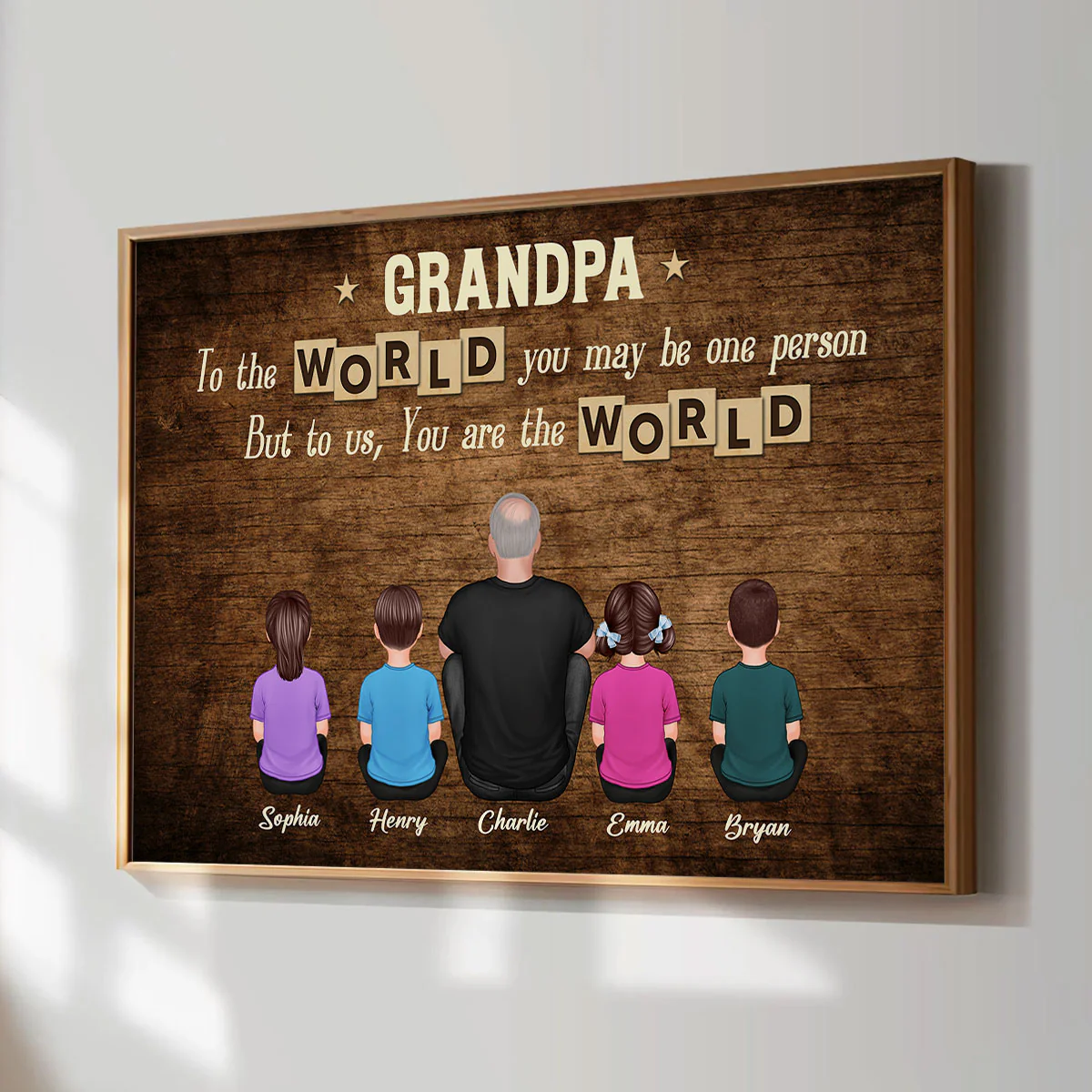 Grandpa To Us You Are The World Personalized Poster, Gift For Grandpa - Image 3