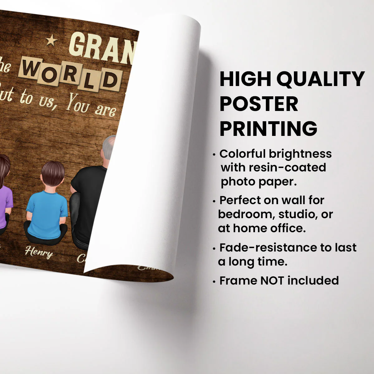 Grandpa To Us You Are The World Personalized Poster, Gift For Grandpa - Image 7