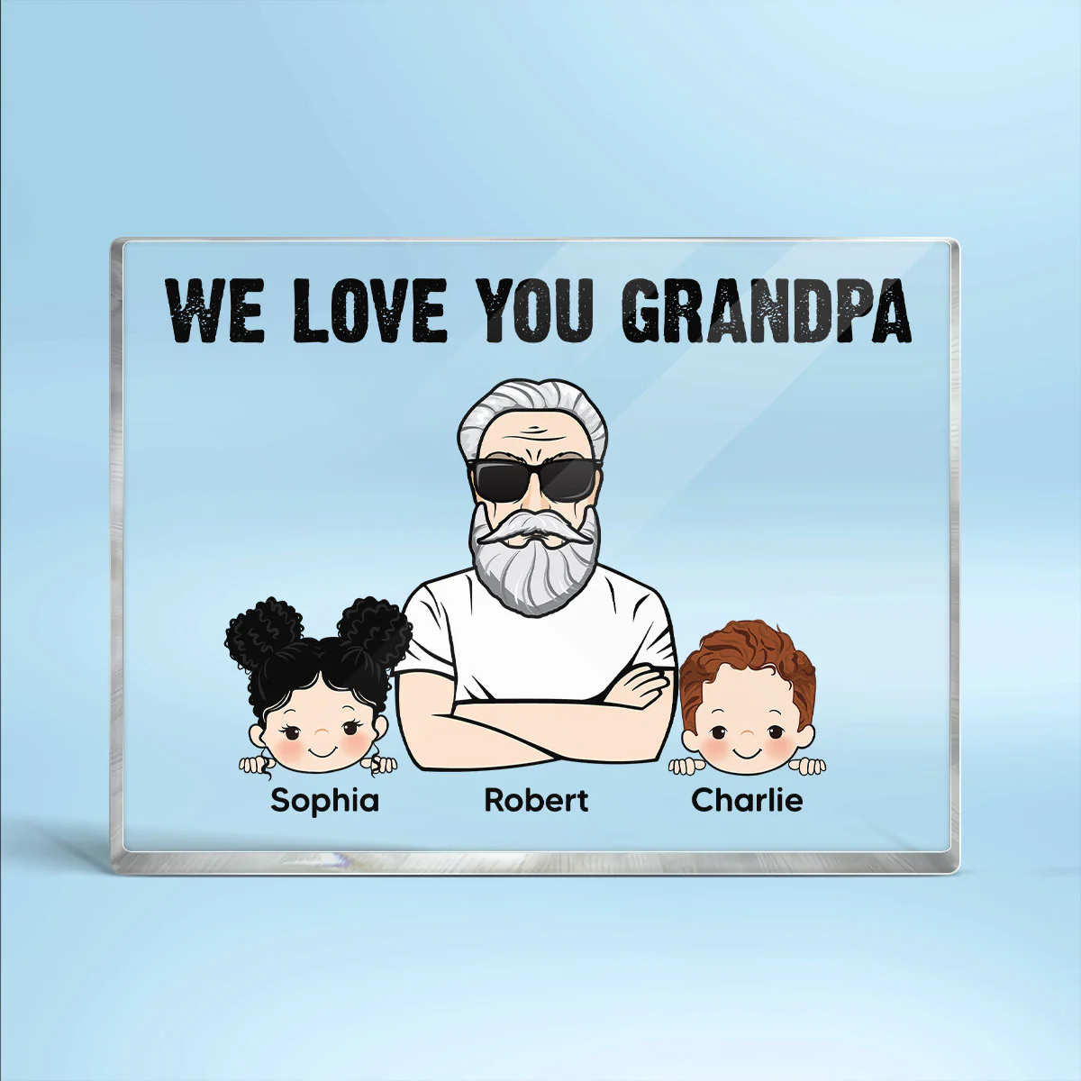 Grandpa We Love You Personalized Horizontal Rectangle Acrylic Block Plaque - Image 2