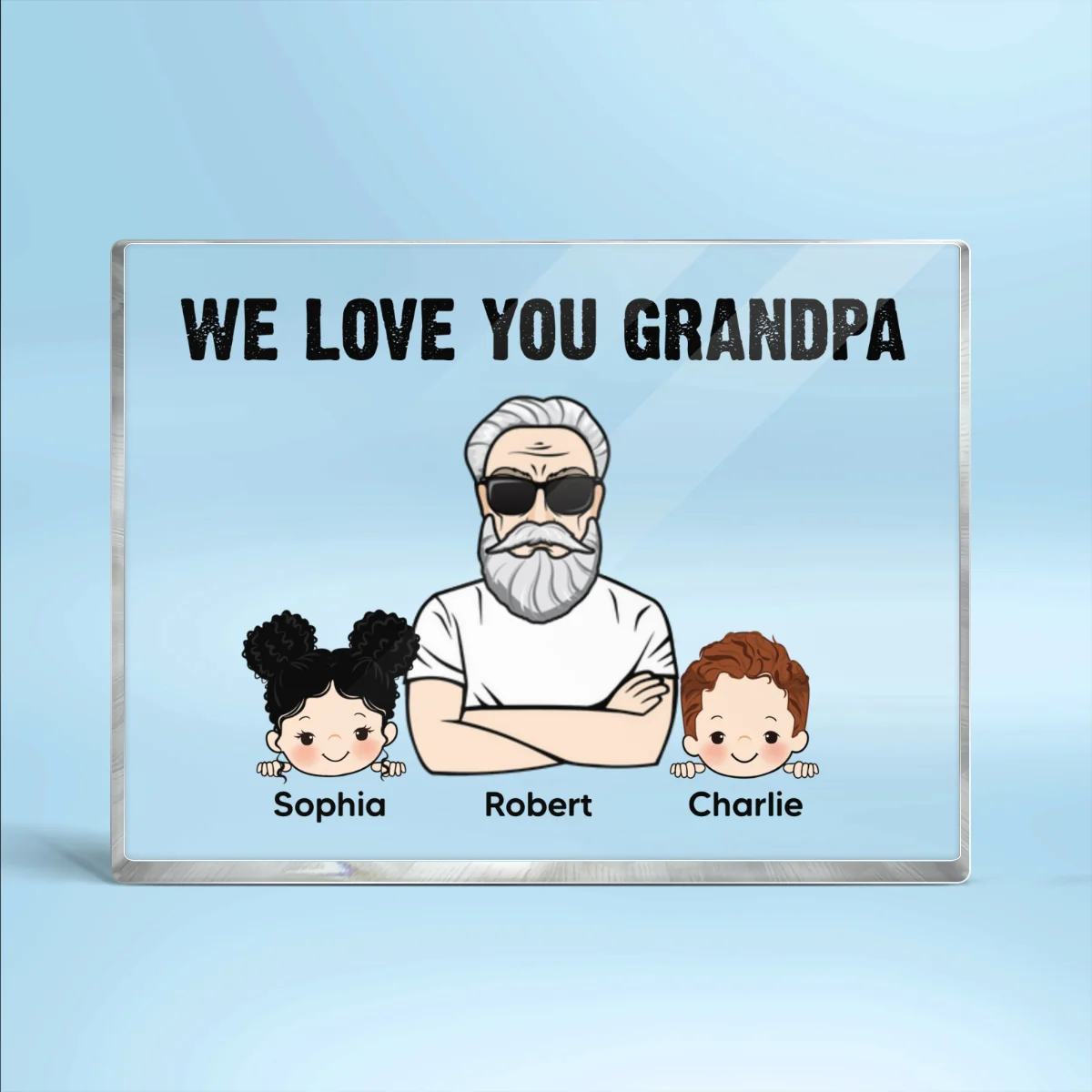 Grandpa We Love You Personalized Horizontal Rectangle Acrylic Block Plaque - Image 4