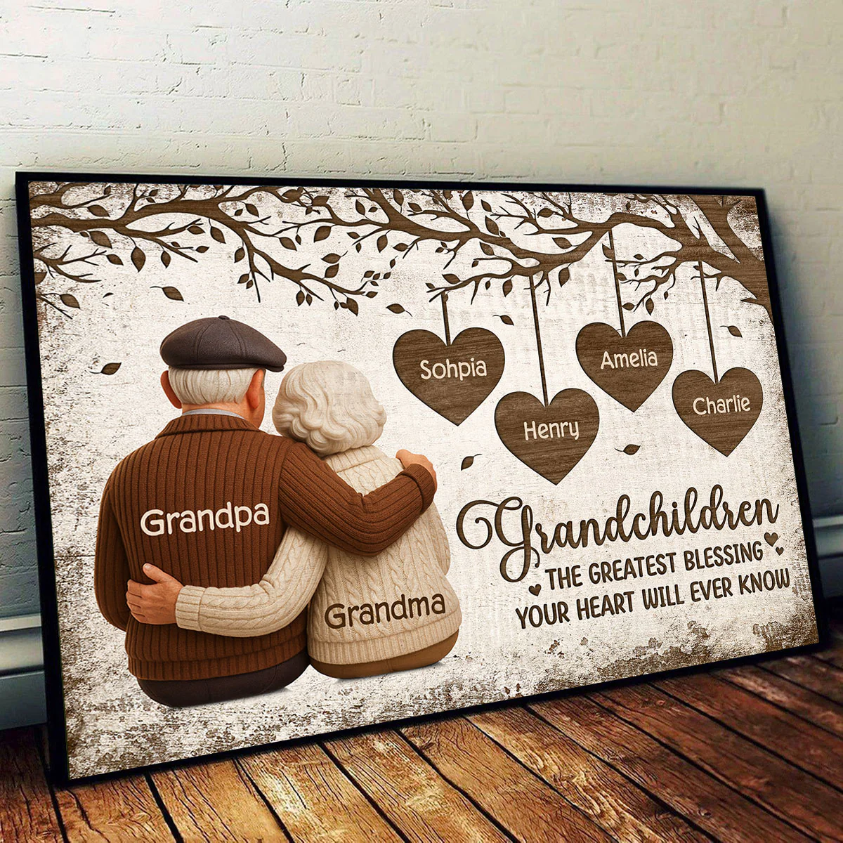 Grandparents And Grandkids The Greatest Blessing - Personalized Poster - Heartwarming Christmas Gift For Grandparents, Grandkids - Image 3