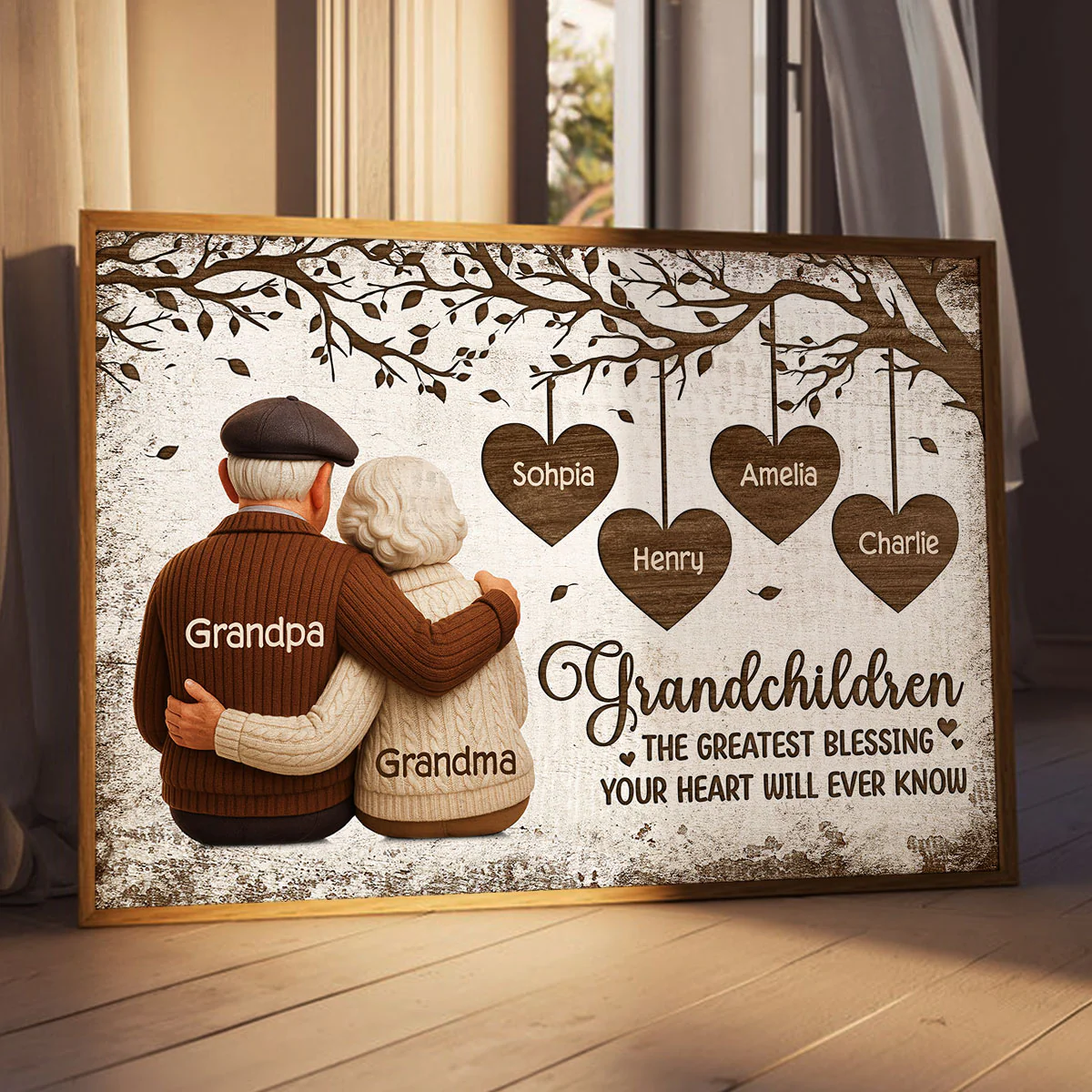 Grandparents And Grandkids The Greatest Blessing - Personalized Poster - Heartwarming Christmas Gift For Grandparents, Grandkids - Image 4