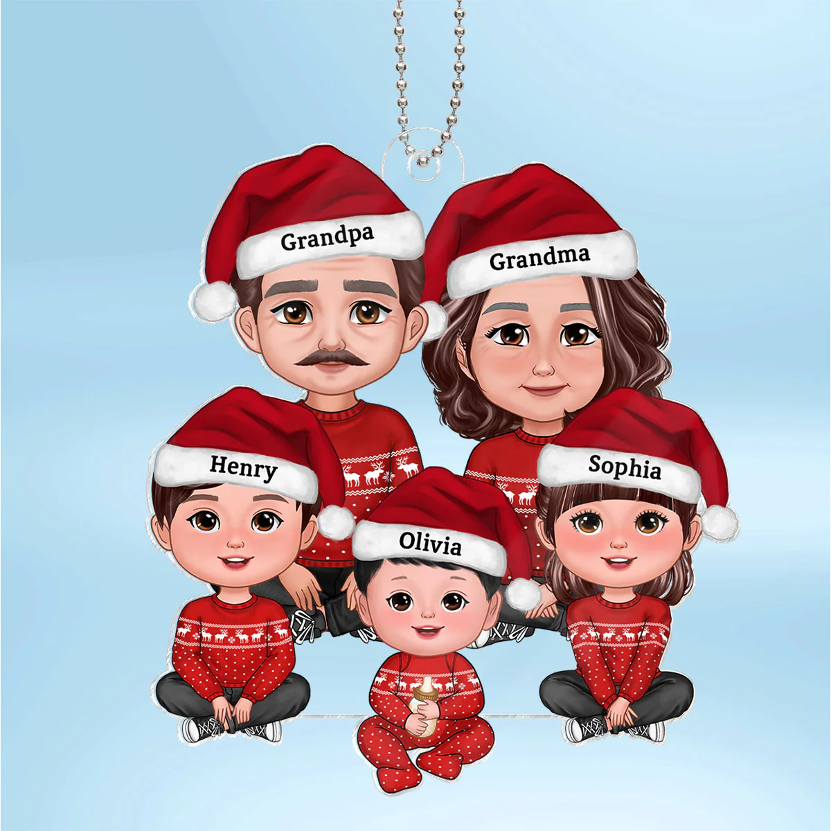 Grandparents Grandkids Crossed Legs Sitting - Personalized Acrylic Ornament - Gift For Granddaughter, Grandson - Image 5