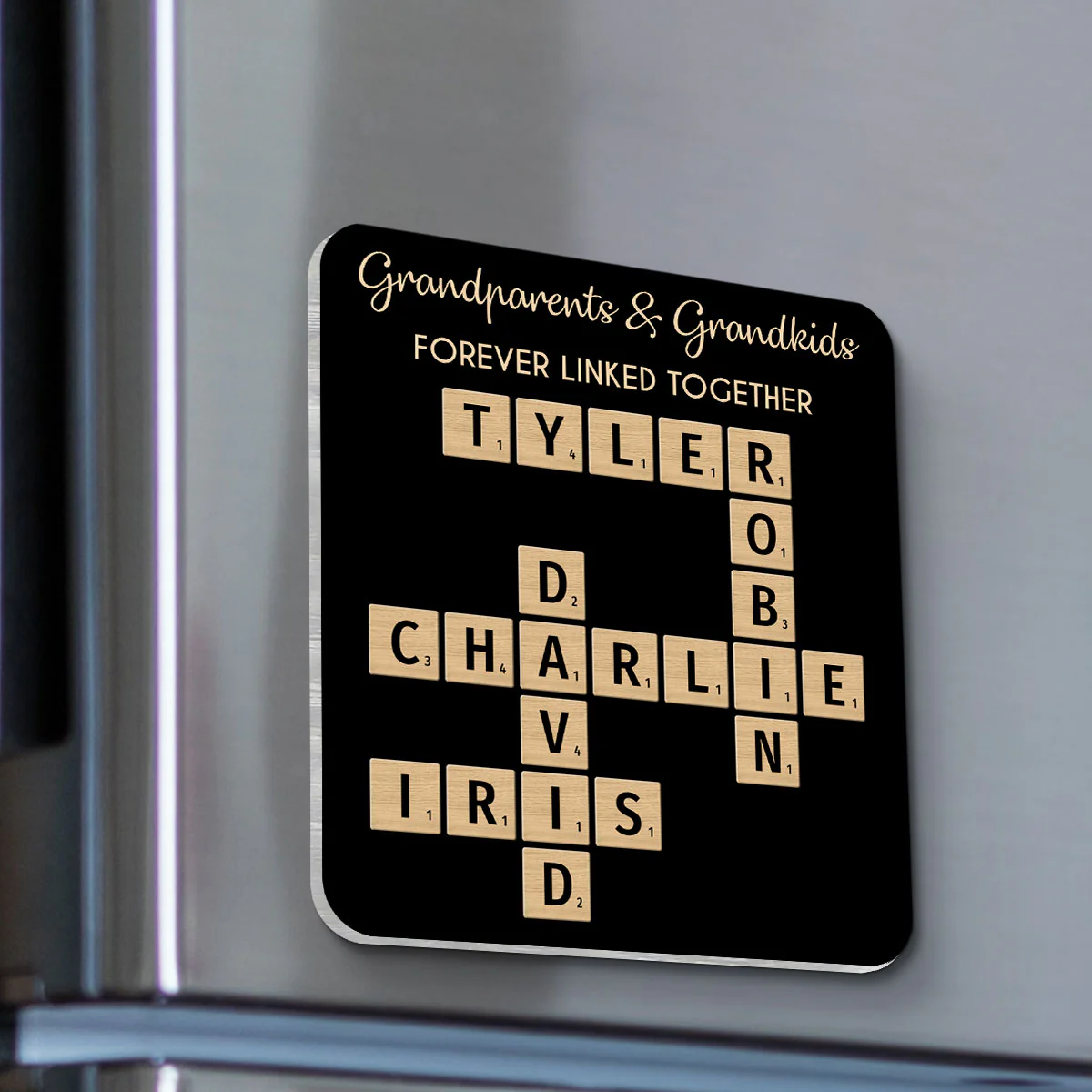 Grandparents & Grandkids Forever Linked Together Crossword Puzzle Personalized Acrylic Fridge Magnet, Gift For Large Family, Parent, Grandparents, Siblings, Brothers, Sisters - Image 5