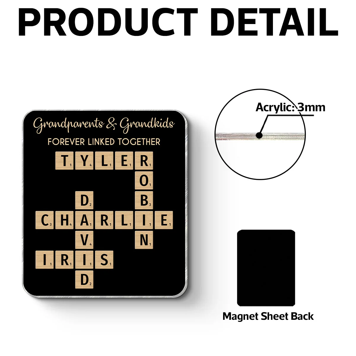 Grandparents & Grandkids Forever Linked Together Crossword Puzzle Personalized Acrylic Fridge Magnet, Gift For Large Family, Parent, Grandparents, Siblings, Brothers, Sisters - Image 8