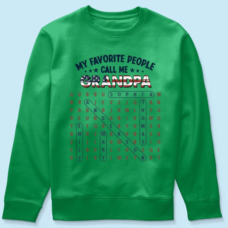 Grandpa's Favorite People Word Search Puzzle American Flag Theme - Personalized Shirt - Father's Day Gift For Grandpa, Dad - Image 24