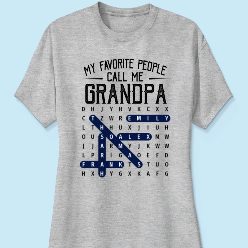 Grandpa's Favorite People Word Search Puzzle - Personalized Shirt - Gift For Grandpa, Dad - Image 13