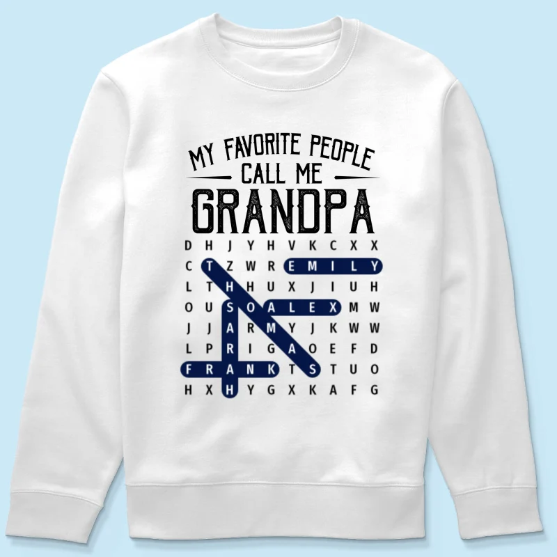 Grandpa's Favorite People Word Search Puzzle - Personalized Shirt - Gift For Grandpa, Dad - Image 16