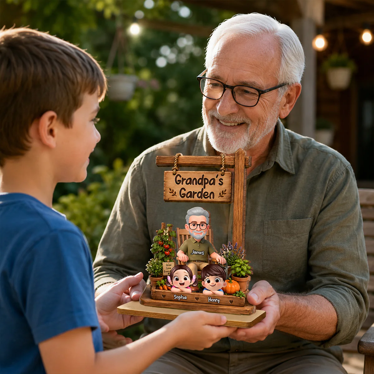 Grandpa's Garden - Personalized 2-Layered Wooden Plaque - Gift for Dad, Husband - Image 3