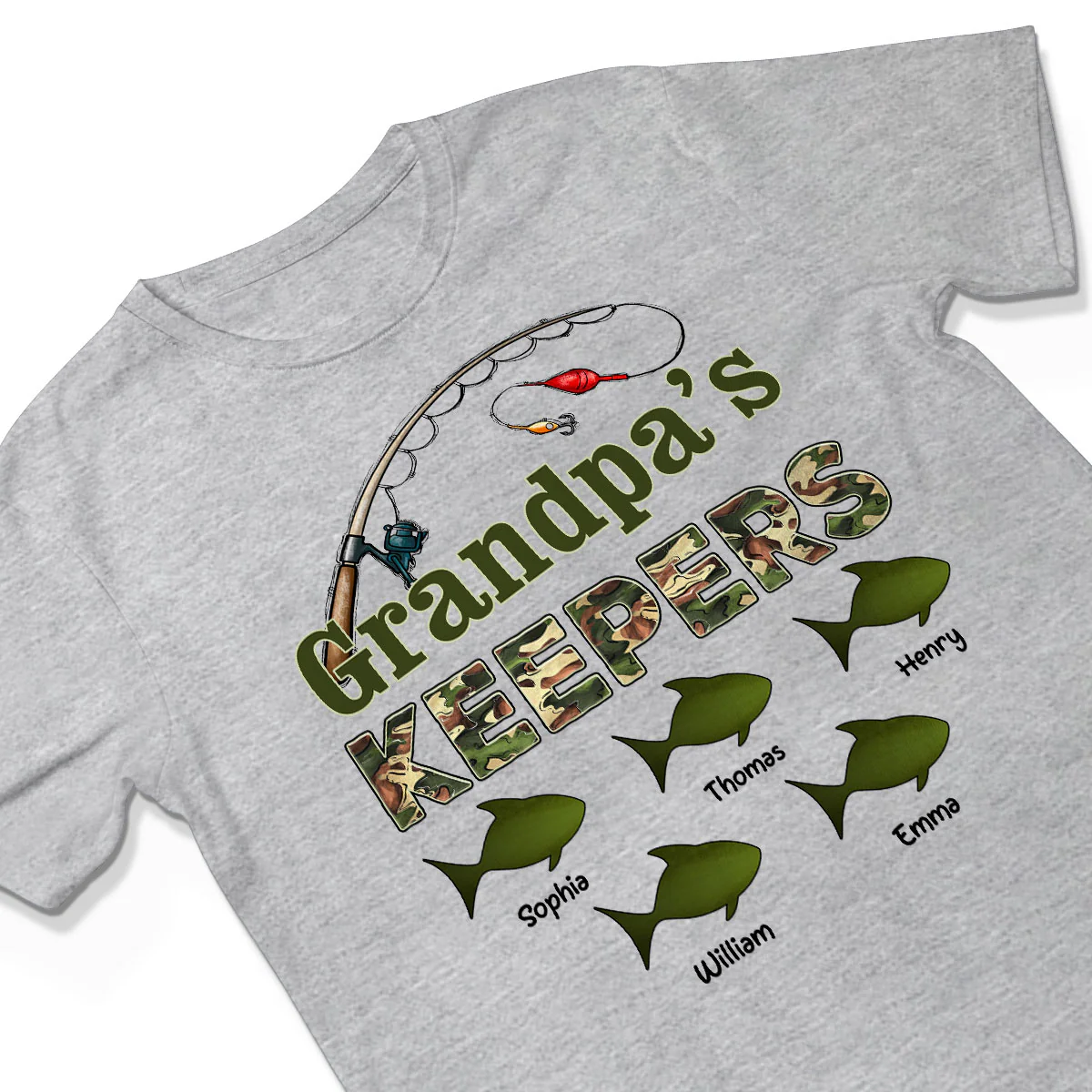 Grandpa‘s Keepers Camouflage Pattern Fishing - Personalized Shirt - Gift For Grandpa, Dad - Image 4