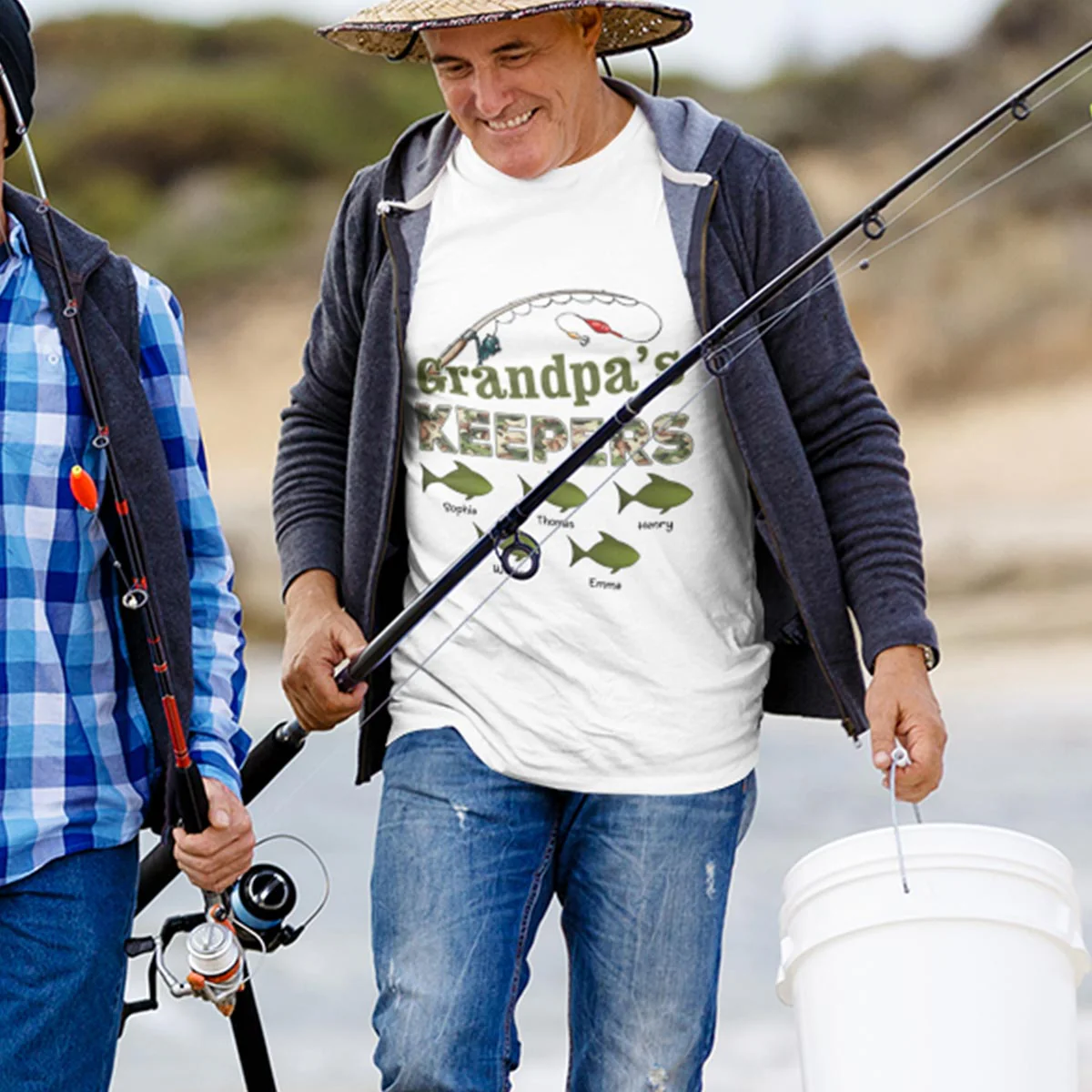 Grandpa‘s Keepers Camouflage Pattern Fishing - Personalized Shirt - Gift For Grandpa, Dad - Image 9