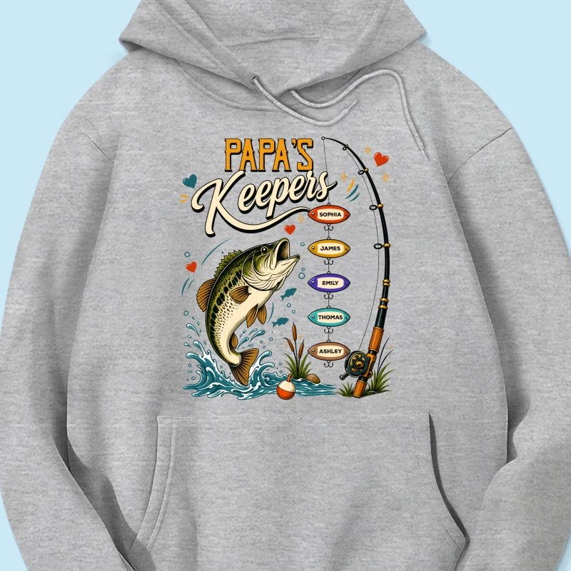 Grandpa's Keepers Fishing With Grandkids Names, Father's Day Papa Gift - Personalized Shirt - Image 19