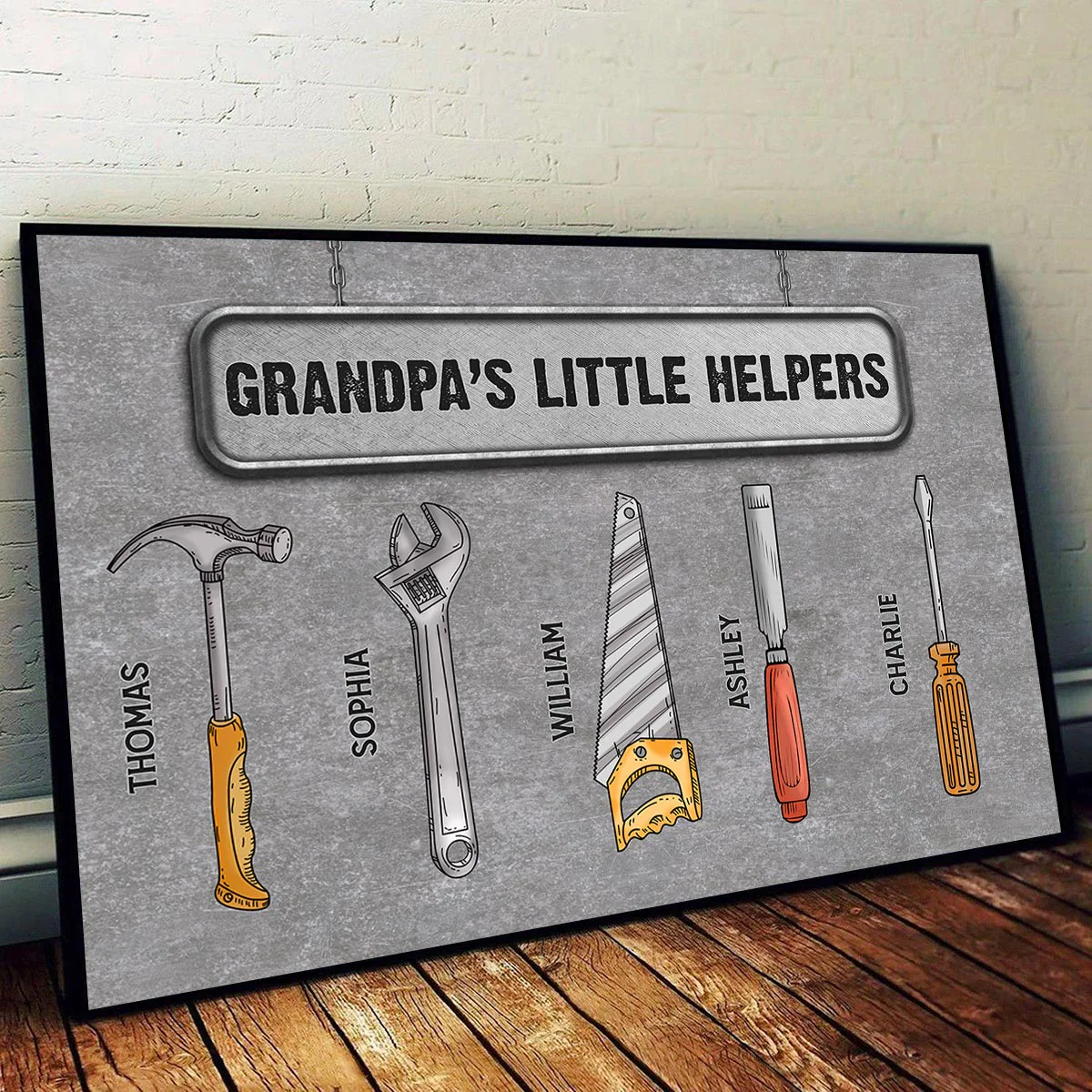 Grandpa‘s Little Helpers Personalized Poster, Cool Father's Day Gift For Ultimate Grandpa, Papa, Dad, Husband - Image 2