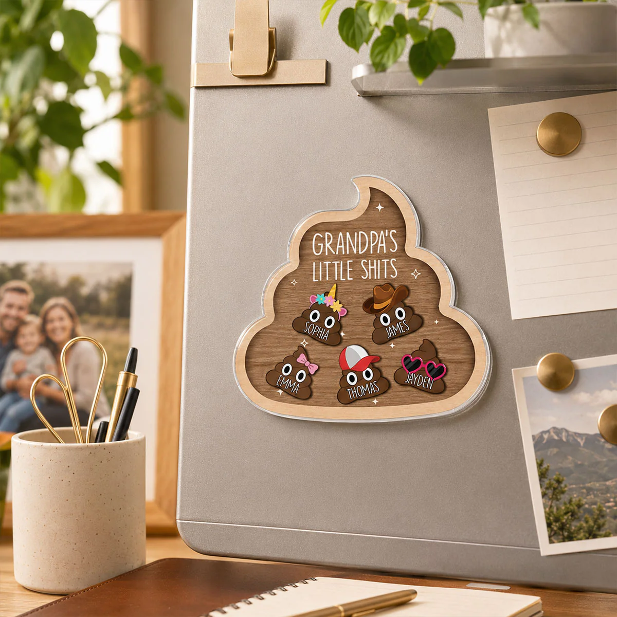 Grandpa's Little Turds - Personalized Acrylic Fridge Magnet - Funny Father's Day Gift For Grandpa - Image 8