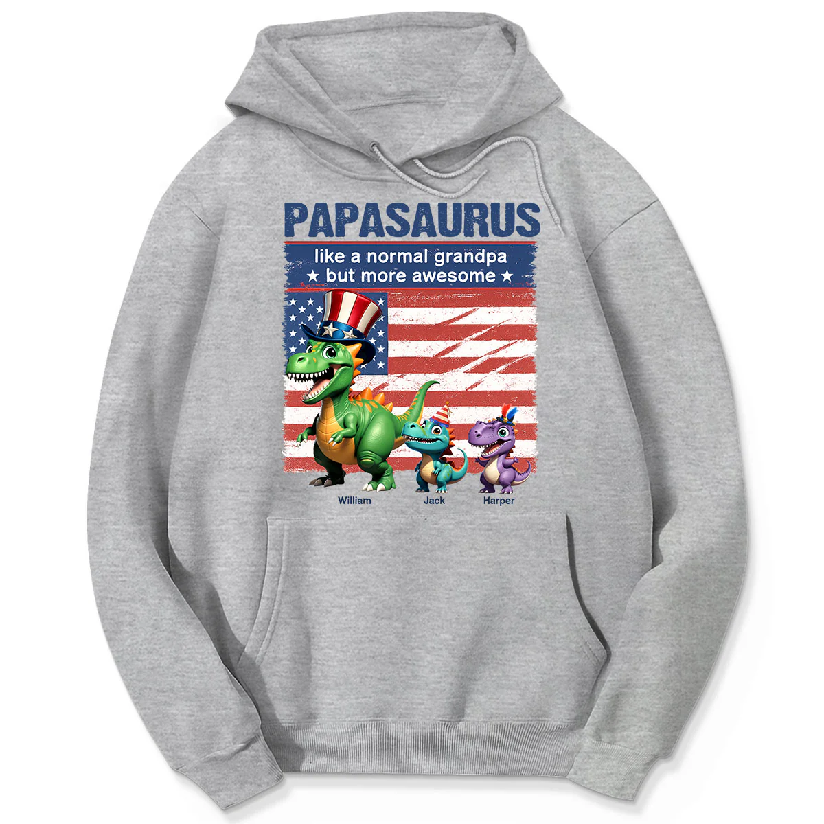 Grandpasaurus And Kids 3D Effect Dinosaurs 4th Of July Independence Day Celebration Personalized Shirt - Image 4